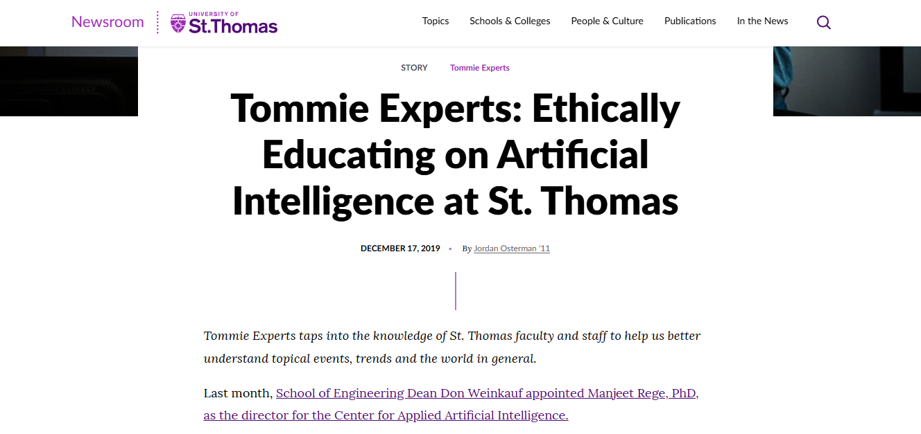 Tommie Experts: Ethics of AI at St. Thomas